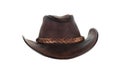 old leather brown cowboy hat isolated on white Royalty Free Stock Photo