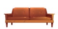 Old leather brown sofa isolated. Vintage style. Royalty Free Stock Photo