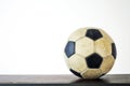 Old leather soccer ball Royalty Free Stock Photo