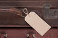 Old leather suitcase with blank label Royalty Free Stock Photo