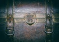 Old leather suitcase, fragment Royalty Free Stock Photo