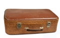 Old leather suitcase isolated on white background. Royalty Free Stock Photo