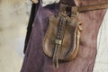 Old leather wallet medieval brown