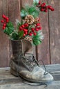 Old leather weathered work boot