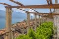 Old lemon house and view on Limone sul Garda, lake Garda, Italy. Royalty Free Stock Photo