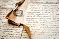 Old letter with stamp on old paper Royalty Free Stock Photo