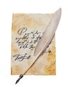 Old letter with vintage handwriting and feather pen Royalty Free Stock Photo