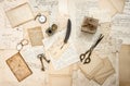 Old letters and antique office supplies