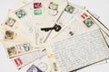 Old letters, french post cards. nostalgic vintage