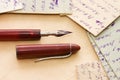 Old letters and pen as a background Royalty Free Stock Photo
