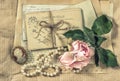 Old letters, postcards and vintage accessories