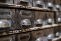 Old library drawer closeup - vintage furniture macro