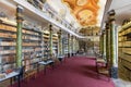 Old library inside the Monastery. Visitors can see the unique replica of the Turine canvas from the year 1651 inside. Codex Gigas Royalty Free Stock Photo