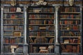 Old library with many books on shelves