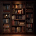 Old Library, Vintage Bookshelf, Ancient Bookcase, Antique Book Shop Abstract Generative Ai Illustration