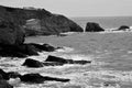 The old Lifeboat Station, Lizard Point, Cornwall, UK in black and white Royalty Free Stock Photo