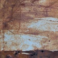 Old light blue painted grey rusty rustic rust iron metal frame background texture, horizontal aged damaged weathered scratched Royalty Free Stock Photo