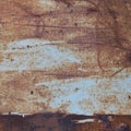 Old light blue painted grey rusty rustic rust iron metal frame background texture, horizontal aged damaged weathered scratched Royalty Free Stock Photo