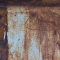 Old light blue painted grey rusty rustic rust iron metal frame background texture, vertical aged damaged weathered scratched Royalty Free Stock Photo