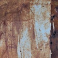 Old light blue painted grey rusty rustic rust iron metal frame background texture, vertical aged damaged weathered scratched Royalty Free Stock Photo