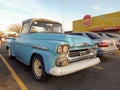 Old 1958 Chevrolet Viking 60 pickup truck Task Force flareside bed in parking lot. Classic car show Royalty Free Stock Photo