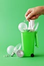 old light bulbs green recycling bin Royalty Free Stock Photo