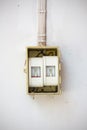 Old light switch in the Off Position on dirty and old wall Royalty Free Stock Photo