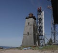 The old lighthouse `Black Tower` is an architectural monument on the island of Mudyug in the White sea.