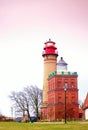 Old lighthouse on Cap Arcona at Baltic sea. Rainy night. Royalty Free Stock Photo