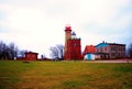 Old lighthouse on Cap Arcona at Baltic sea. Rainy night. Royalty Free Stock Photo