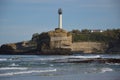 Old lighthouse captured in the coast of Biarritz, Bay of Biscay, France Royalty Free Stock Photo