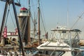 the old lighthouse by the marina in lanzarote, spain Royalty Free Stock Photo