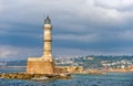 Old lighthouse in port of Chania on Crete island. Greece Royalty Free Stock Photo