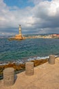 Old lighthouse in port of Chania on Crete island. Greece Royalty Free Stock Photo