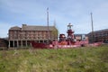 An old lighthouse ship moored on the Severn River in Gloucester in the UK