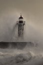 Old lighthouse during storm Royalty Free Stock Photo