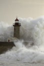 Old lighthouse during storm Royalty Free Stock Photo