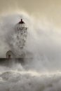 Old lighthouse during storm Royalty Free Stock Photo