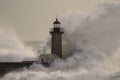 Old lighthouse during storm Royalty Free Stock Photo