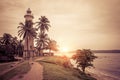 Old lighthouse at sunset in Galle, Sri Lanka Royalty Free Stock Photo