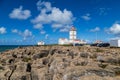 The old lighthouse on the tip of the Penishe peninsula, Portugal. Cabo Carvoeiro Lighthouse