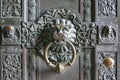 Lion head door knocker made of brass at Hohenzollern Castle, Germany Royalty Free Stock Photo