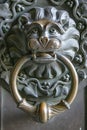 Lion head door knocker made of brass at Hohenzollern Castle, Germany Royalty Free Stock Photo