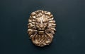 Old lion head door knob on dark gray background Royalty Free Stock Photo