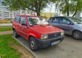 Old little compact city car Fiat Panda I parked Royalty Free Stock Photo