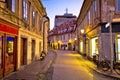 Old Ljubljana cityscape cobbled street evening view Royalty Free Stock Photo