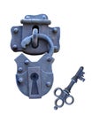 Old lock and key isolated