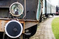 Old locomotive lighting. The lamp used to illuminate the road th