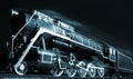 Old locomotive is moving in the night Royalty Free Stock Photo