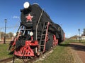 Old locomotive on the rails